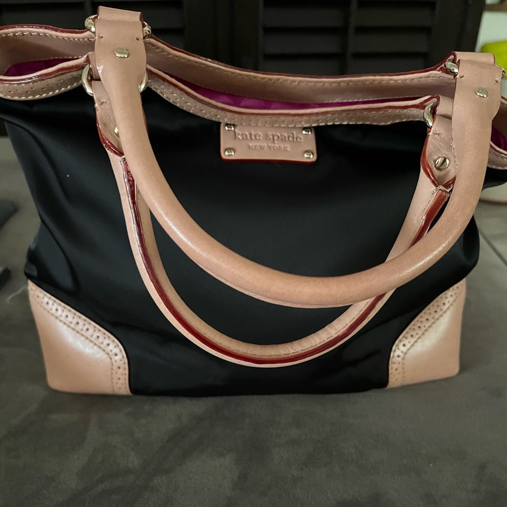 Kate spade black nylon and leather bag